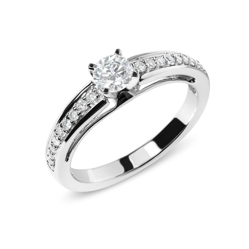 Bids.com 14K White Gold 1/2 Cttw Diamond Solitaire Pave Set Engagement Ring (G-H Color, VS2-SI1 Clarity) - Size 7 Rings White Smoke 7 / White.Gold
