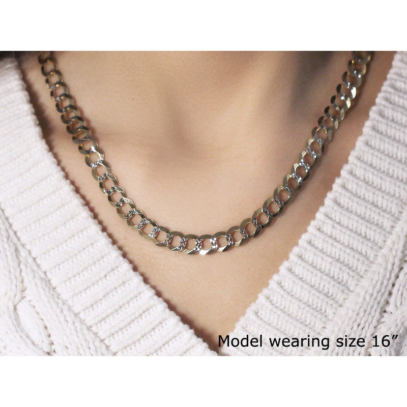 Bids.com 8.2 mm 14k Two Tone Gold Pave Curb Chain Necklaces Lavender 22 / Two-Tone Gold,24 / Two-Tone Gold,26 / Two-Tone Gold,One / Two-Tone Gold