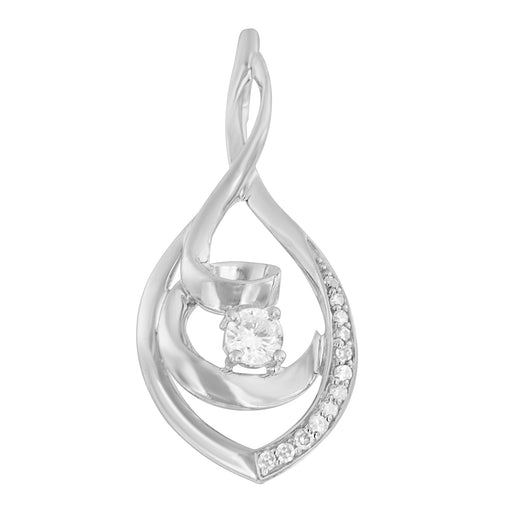 Bids.com 10K White Gold 1/4 Cttw Brilliant-Cut Round Diamond Spiral Link 18" Pendant Necklace (I-J Color, I2-I3 Clarity) Necklaces White Smoke White.Gold / 18