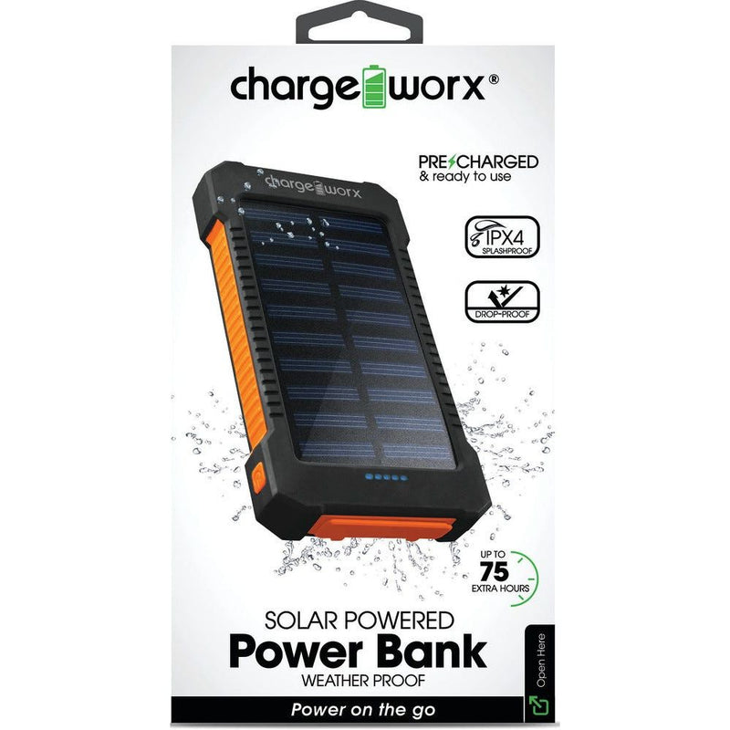 Chargeworx Chargeworx Power Bank 10K Solar, Black Power Adapters & Chargers White Smoke