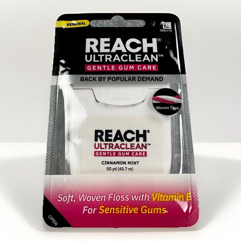 0 Listerine Reach Cinnamon Mint Dental Floss Gentle Gum Care Woven Soft 50yd Dental Floss Light Gray