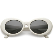 zeroUV Retro 1990's Fashion Oval Clout Goggle Sunglasses Sunglasses White Smoke White Smoke