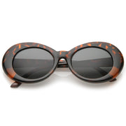 zeroUV Retro 1990's Fashion Oval Clout Goggle Sunglasses Sunglasses White Smoke Tortoise Smoke