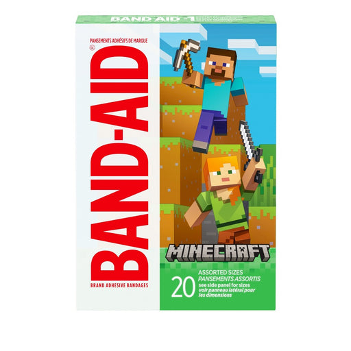 Band Aid Brand Band Aid Brand Band-Aid Adhesive Assorted Decorative Minecraft Bandages - 20ct First Aid White Smoke