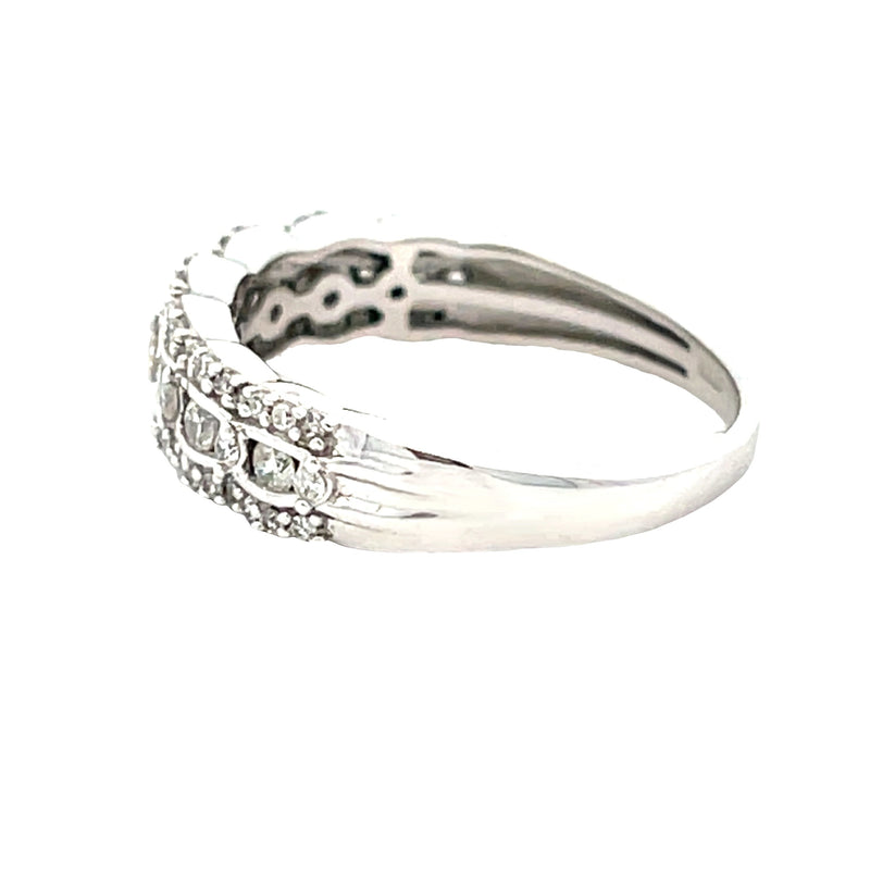 Bids.com .50ct Diamond Wedding Band Ring 14KT White Gold Rings White Smoke 7.0