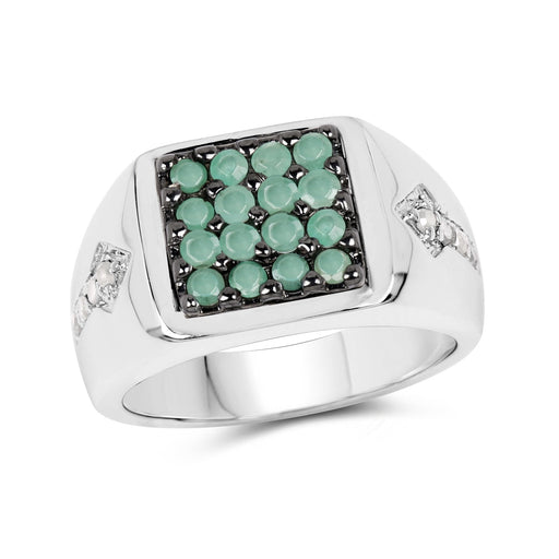Bids.com 0.60 Carat Genuine Emerald & White Diamond .925 Sterling Silver Ring Rings White Smoke size 7.00,size 6.00,size 8.00,size 9.00