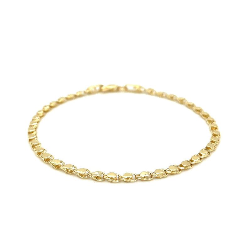 Bids.com 2.9mm 14k Yellow Gold Heart Bracelet Bracelets White Smoke 5.5 / Yellow Gold,7 / Yellow Gold,8 / Yellow Gold