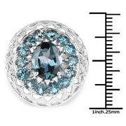 Bids.com 5.98 Carat Genuine London Blue Topaz .925 Sterling Silver Ring Rings White Smoke size 7.00,size 8.00,size 6.00,size 9.00