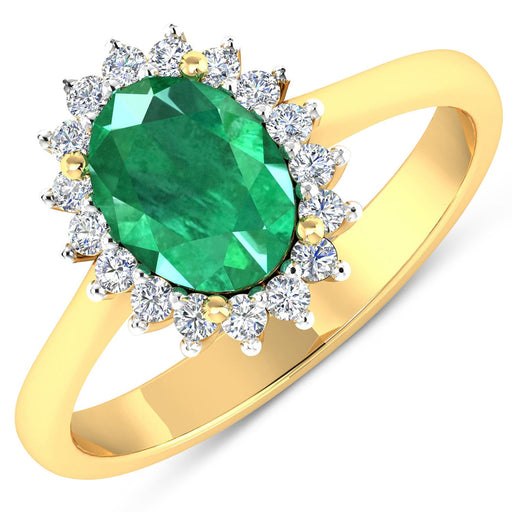 Bids.com 1.87 Carat Genuine Zambian Emerald and White Diamond 14K Yellow Gold Ring Rings White Smoke size 6.00,size 7.00,size 8.00,size 9.00