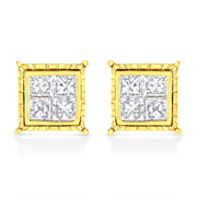 Bids.com 14K Yellow Gold 1 Cttw Princess Cut Diamond Square Stud Earrings Earrings White Smoke Yellow.Gold / 1.5,Yellow.Gold / 1
