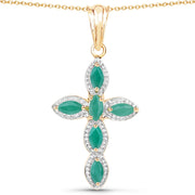 Bids.com 18K Yellow Gold Plated 0.84 Carat Genuine Emerald .925 Sterling Silver Pendant Pendants White Smoke size 16.00,size 18.00,size 20.00