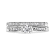 Bids.com .925 Sterling Silver 1/3 Cttw Diamond Classic Engagement Ring Bridal Set with Milgrain (I-J Color, I3 Clarity) - Ring Size 7 Rings Gray 7 / White.Sterling Silver,6 / White.Sterling Silver,5 / White.Sterling Silver,10 / White.Sterling Silver,8 / White.Sterling Silver,9 / White.Sterling Silver