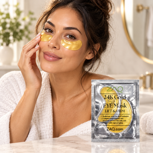 ZAQ Skin & Body 24K Gold Lift & Firm Hydrogel Eye Patches Gray 1 Pair,3 Pair,5 Pair,Retail Box - 10 Packs ( 50 Pairs)