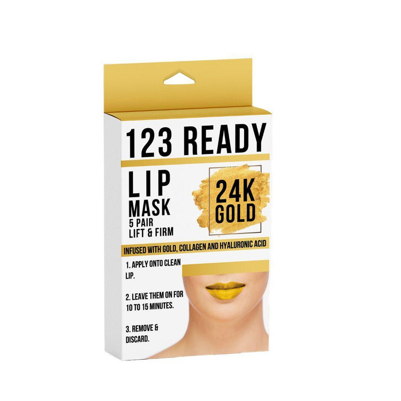 ZAQ Skin & Body 123 Ready 24K GOLD LIFT & FIRM GEL LIP PATCHES 5 PC Beige