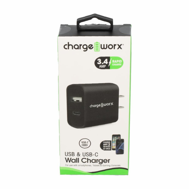 ChargeWorx ChargeWorx Dual Wall Chg  Blk Electronics Seashell