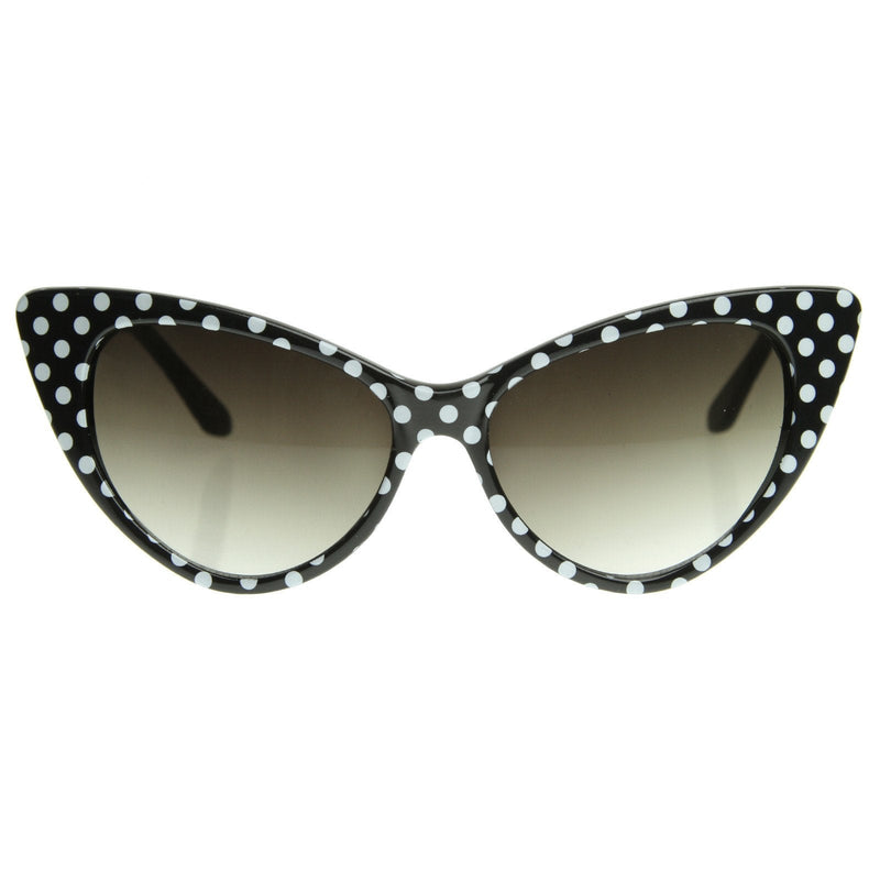 zeroUV Retro 1950's Polka Dot Cat Eye Fashion Sunglasses 8498 Sunglasses White Smoke Black White Dots,White Black Dots,Red White Dots,Pink White Dots,Light Blue Lavender
