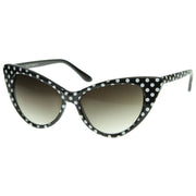 zeroUV Retro 1950's Polka Dot Cat Eye Fashion Sunglasses 8498 Sunglasses White Smoke Black White Dots