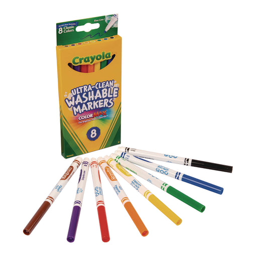 Crayola Crayola Washable Fine Line Markers, Classic Colors, 8 Count Markers White Smoke