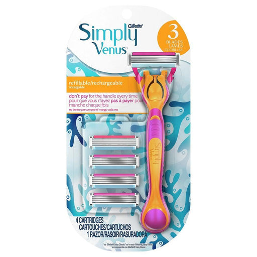 Gillette Gillette Simply Venus Razor Set, 3 Blades, Refillable Shaving & Grooming White Smoke