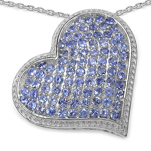 Bids.com 2.98 Carat Genuine Tanzanite .925 Sterling Silver Pendant Pendants White Smoke