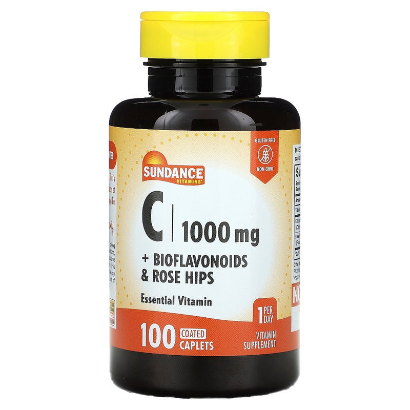 Sundance Sundance Vitamin C 1000 Mg + Bioflavonoids & Rose Hips - 100 Coated Caplets Vitamins & Supplements White Smoke