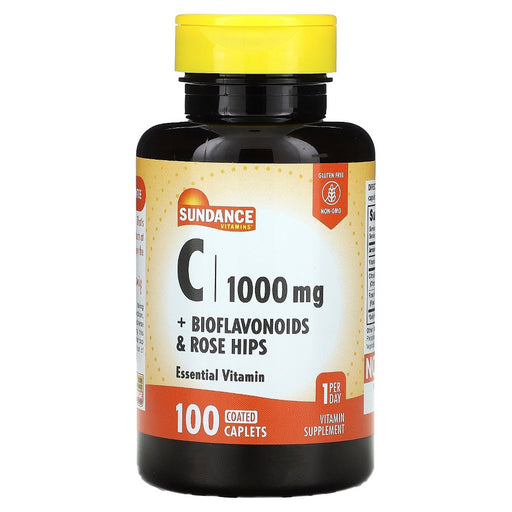 Sundance Sundance Vitamin C 1000 Mg + Bioflavonoids & Rose Hips - 100 Coated Caplets Vitamins & Supplements White Smoke