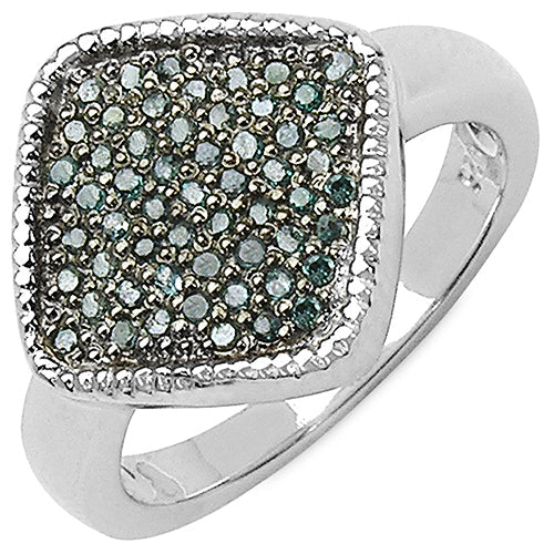 Bids.com 0.28 Carat Genuine Blue Diamond .925 Sterling Silver Ring Rings White Smoke size 6.00,size 7.00,size 8.00,size 9.00