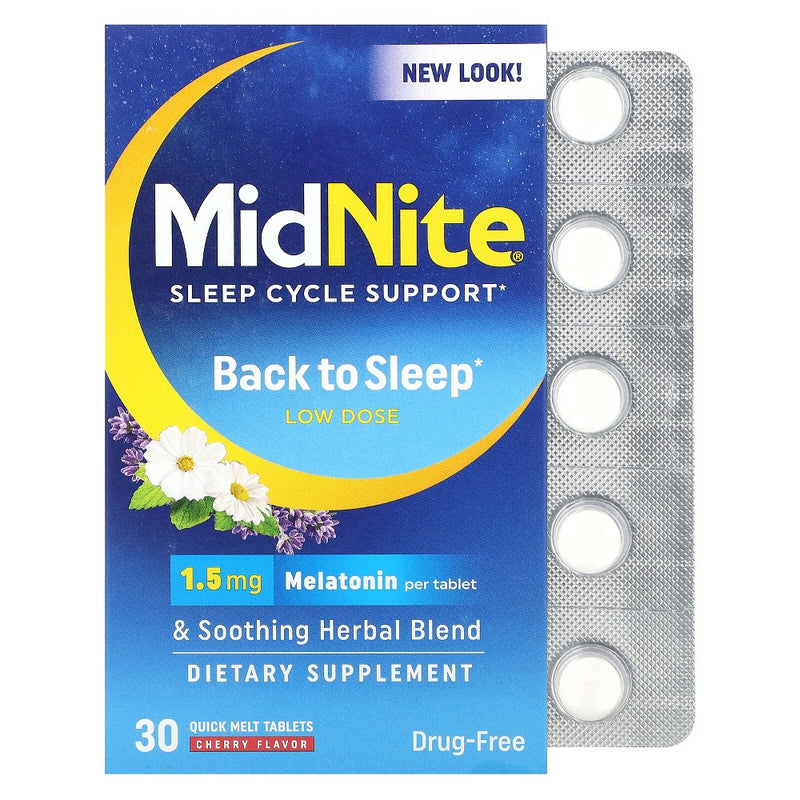 MidNite MidNite Sleep Aid Low Dose 1.5 Mg Tablets, Cherry Flavor Health & Beauty White Smoke