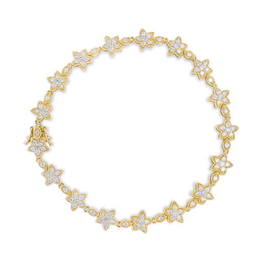 Bids.com 14K White Gold 1 1/5 Cttw Round Diamond Flower Blossom Link Bracelet (H-I Color, SI1-SI2 Clarity) - Size 7" Bracelets White Smoke Yellow.Gold / 7,White.Gold / 7
