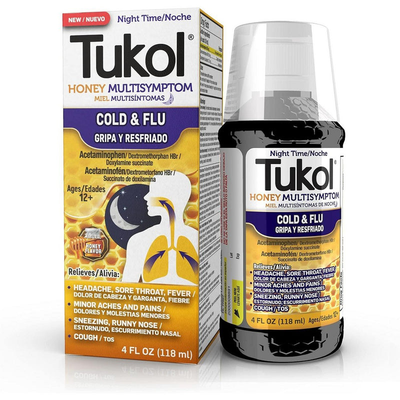 Tukol Tukol Night Time Multi Symptom Honey Flavored Cold & Flu 4 Oz Box Honey White Smoke