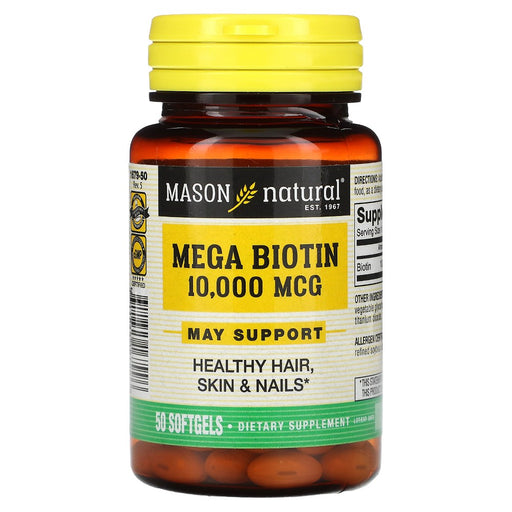 Mason Natural Mason Natural 10000 Mcg Mega Biotin 50 Softgels Vitamins & Supplements White Smoke