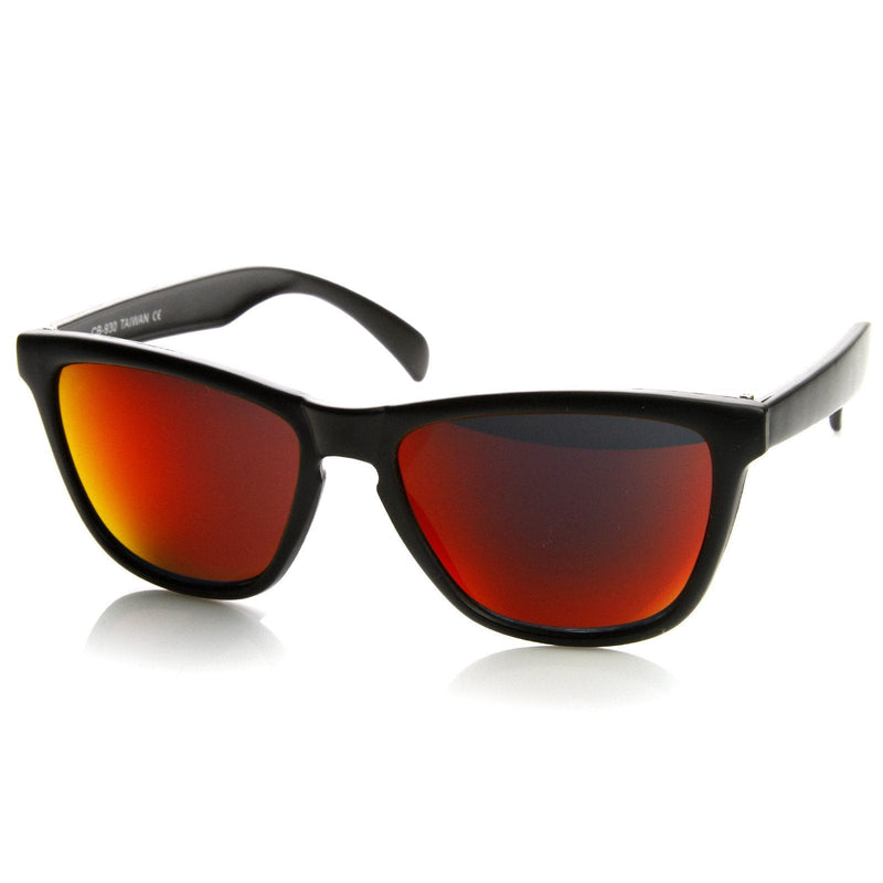 zeroUV Rad Action Sports Mirrored Lens Horned Rim Sunglasses 8647 Sunglasses White Smoke Black Fire