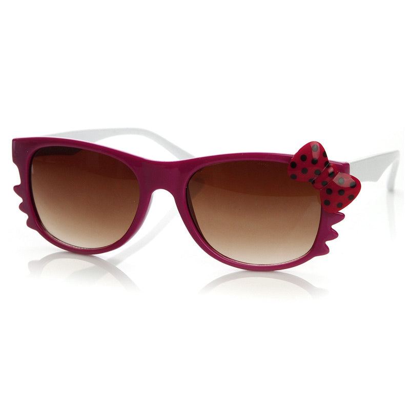 zeroUV Cute Kitty Colorful Polka Dot Bow Sunglasses 8799 Sunglasses White Smoke Pink White Red Bow,White Red Red Bow,Black White Red Bow,Black Pink Pink Bow,Black Red Red Bow,Black Yellow Yellow Bow,Black Blue Blue Bow,Black Purple Purple Bow