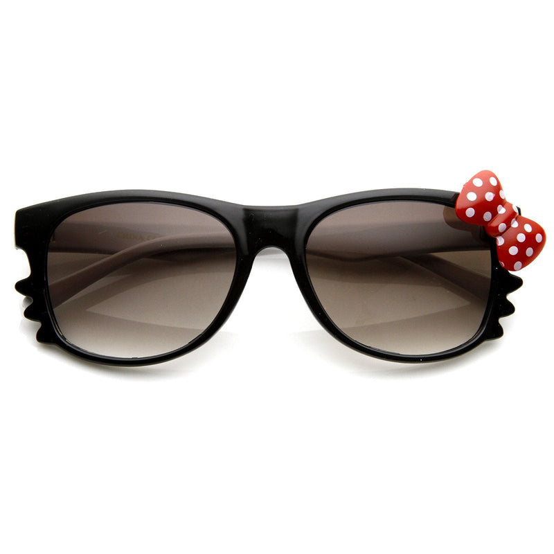 zeroUV Cute Kitty Colorful Polka Dot Bow Sunglasses 8799 Sunglasses White Smoke Black White Red Bow