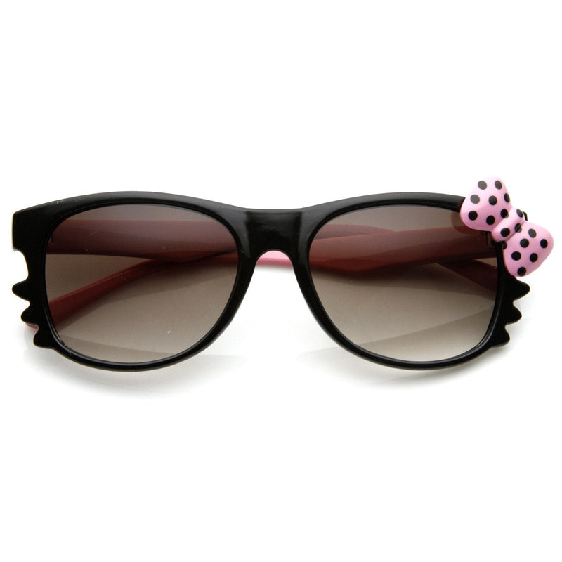 zeroUV Cute Kitty Colorful Polka Dot Bow Sunglasses 8799 Sunglasses White Smoke Black Pink Pink Bow