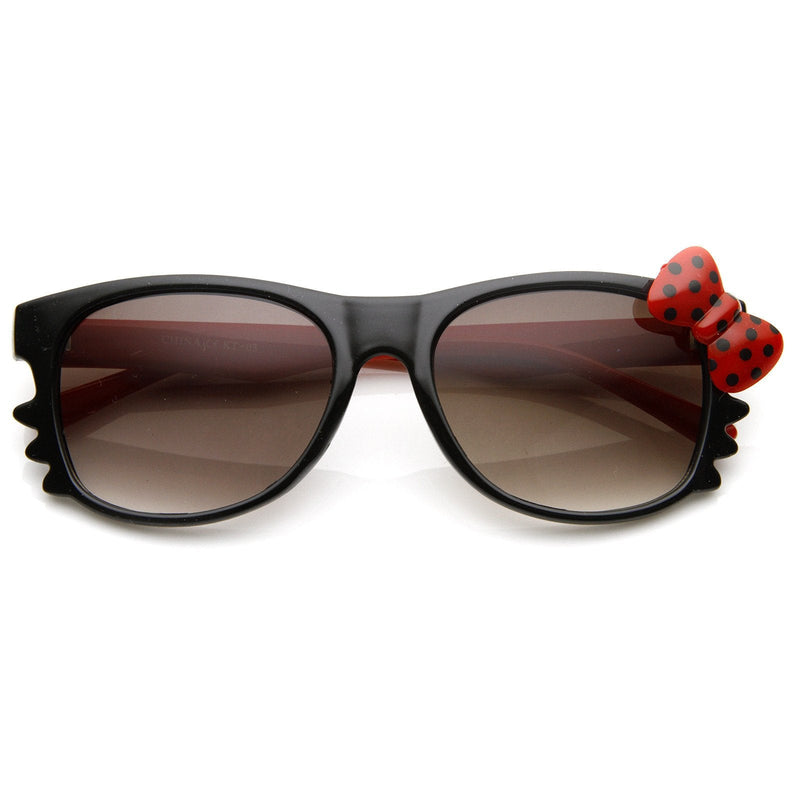 zeroUV Cute Kitty Colorful Polka Dot Bow Sunglasses 8799 Sunglasses White Smoke Black Red Red Bow