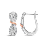 Bids.com 10K White and Rose Gold 1/3 Cttw Diamond Infinite and Ribbon Hoop Earrings (H-I Color, I1-I2 Clarity) Earrings White Smoke WhiteRose.Gold / 0.33