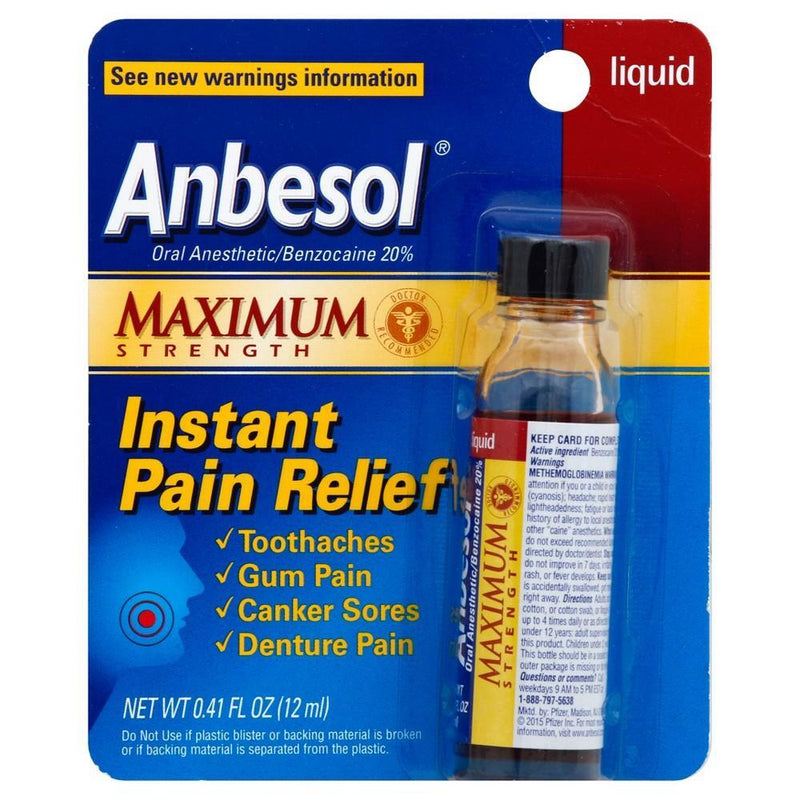 Anbesol Anbesol Oral Anesthetic Maximum Strength Instant Pain Relief Liquid Oral Care Dark Cyan