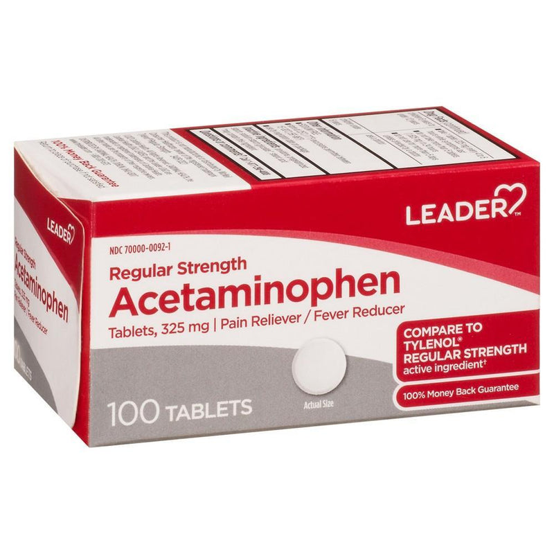 The Leader The Leader Acetaminophen, Regular Strength, 325 Mg, Tablets Medicine Cabinets White Smoke