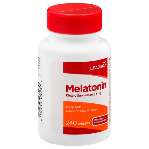 The Leader Leader Melatonin  3 Mg Tablets 240 Ct Vitamins & Supplements White Smoke