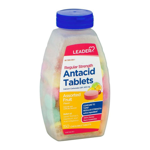 Leader Leader Antacid Regular Strength Assorted Fruit 150 Chewable Tablets Medicine & Drugs White Smoke Default Title