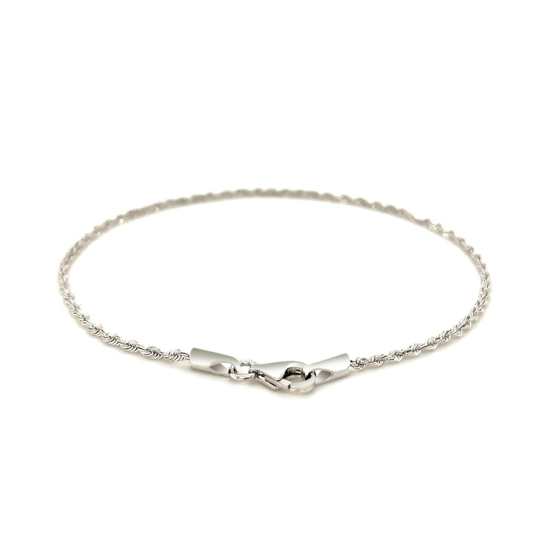 Bids.com 14k White Gold Solid Diamond Cut Rope Bracelet 1.5mm Bracelets White Smoke 7 / White Gold
