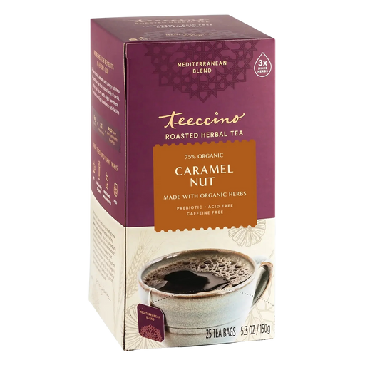 Teeccino Caramel Nut Roasted Herbal Tea Herbal Tea Brown 25 tea bags