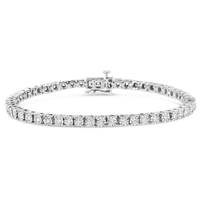 Bids.com 10K White Gold 1/2 Cttw Real Diamond Illusion-Set Miracle Plate Tennis Bracelet (I-J Color, SI2-I1 Clarity) - Size 7.5" Bracelets White Smoke White.Gold / 7.5