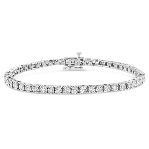 Bids.com 10K White Gold 1/2 Cttw Real Diamond Illusion-Set Miracle Plate Tennis Bracelet (I-J Color, SI2-I1 Clarity) - Size 7.5" Bracelets White Smoke White.Gold / 7.5