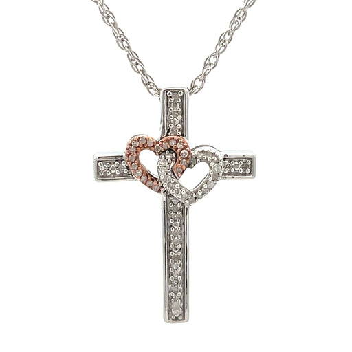 Bids.com .11ct Cross Religious Pendant Sterling Silver 10KT Gold Pendants White Smoke 18