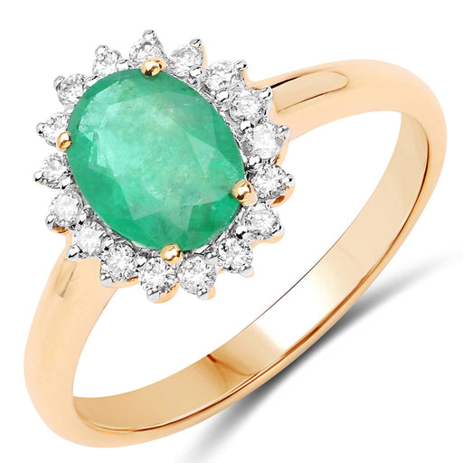 Bids.com 1.39 Carat Genuine Zambian Emerald and White Diamond 10K Yellow Gold Ring Rings White Smoke size 6.00,size 7.00,size 8.00,size 9.00,size 5.00,size 10.00