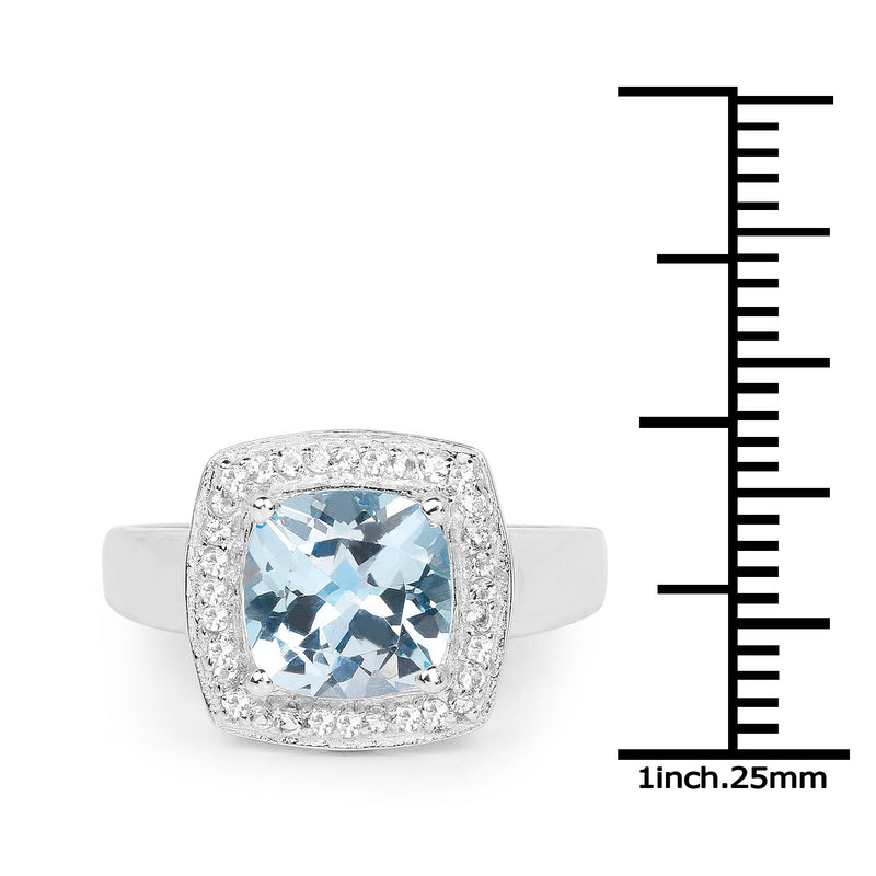 Bids.com 2.46 Carat Genuine Blue Topaz and White Topaz .925 Sterling Silver Ring Rings White Smoke size 6.00,size 7.00,size 8.00,size 9.00