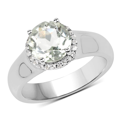 Bids.com 1.87 Carat Genuine Green Amethyst and White Topaz .925 Sterling Silver Ring Rings White Smoke size 6.00,Size 9.00,size 7.00,size 8.00,Size 5.00,size 9.00,size 5.00