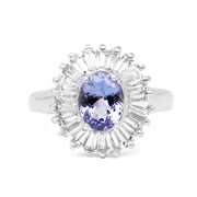 Bids.com 2.47 Carat Genuine Tanzanite and White Topaz .925 Sterling Silver Ring Rings White Smoke size 6.00,size 7.00,size 8.00,size 9.00,size 5.00,size 10.00